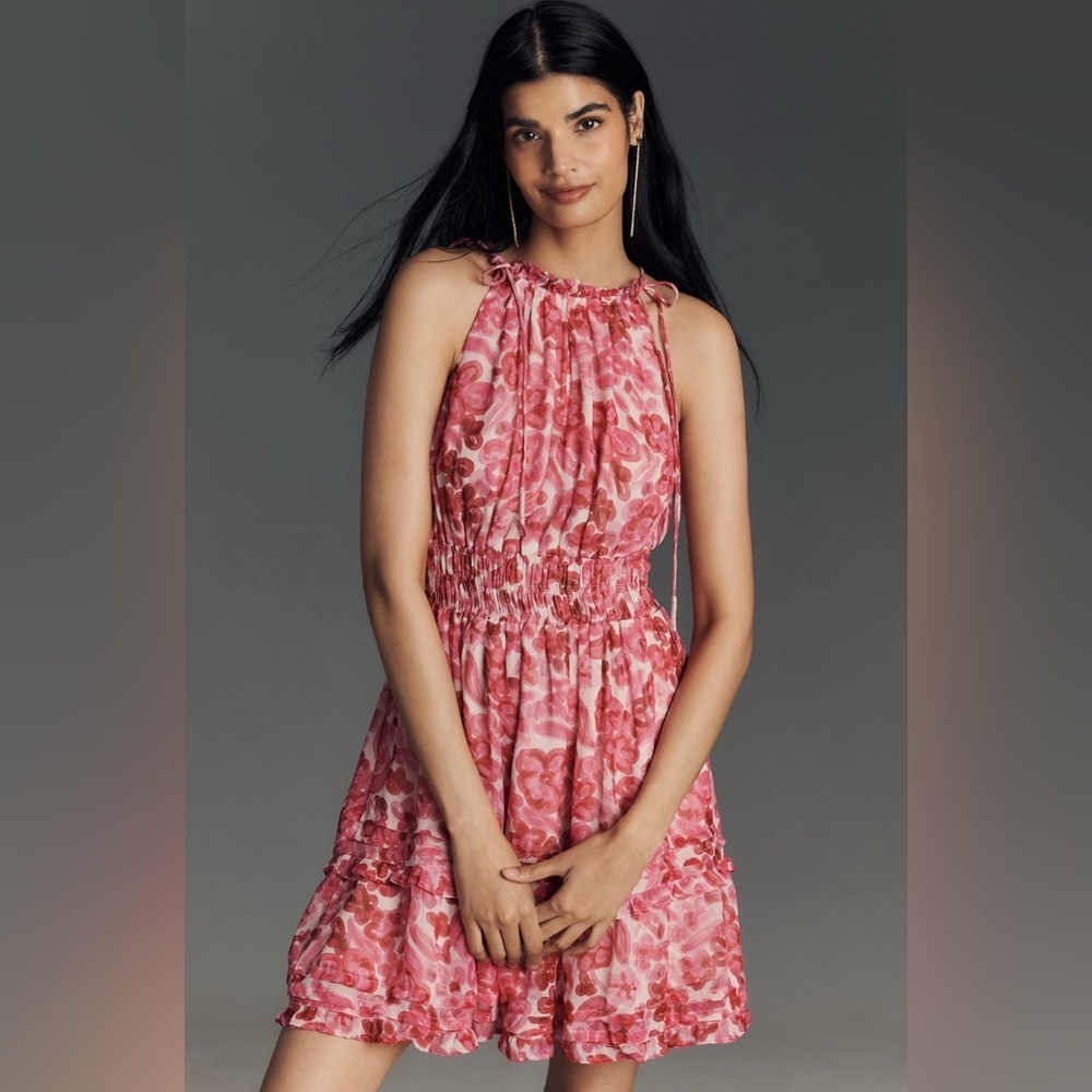 NWT! Anthropologie The Pink Somerset Halter Mini Dress - Size 2X 🎤